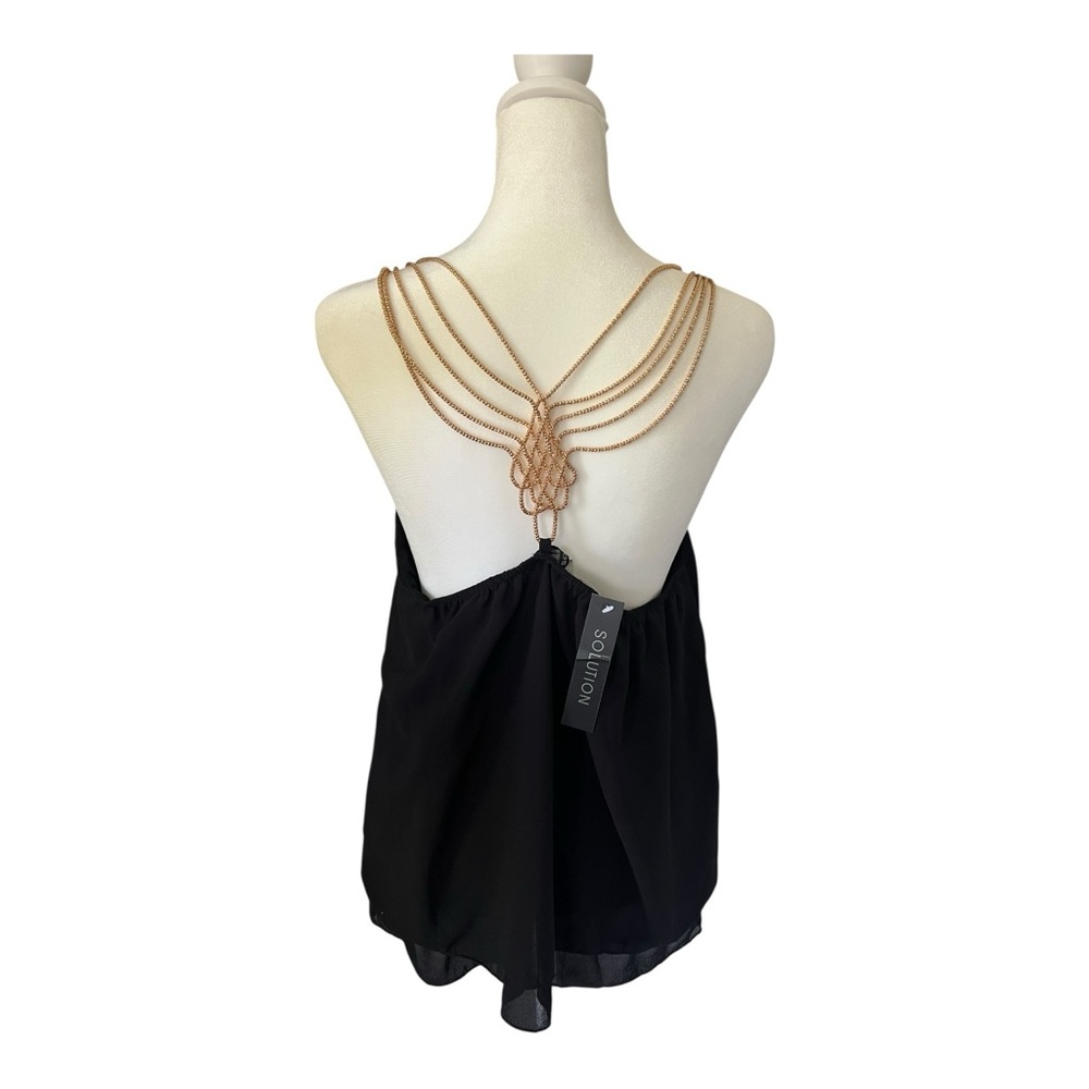 NWT by Solutions Black/Gold Beaded top size S/M